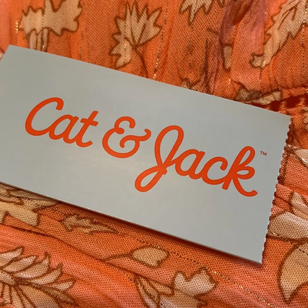 Cat & Jack Peach Floral Tiered Tank Dress with Panty